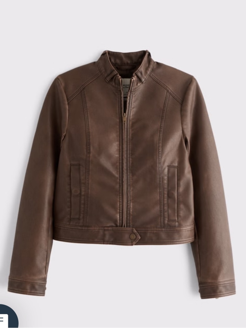 Abercrombie & Fitch Slim Vegan Leather Mockneck Jacket - Picture 6 of 6